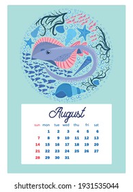 Marine Life Wall Calendar Design Template Stock Vector (Royalty Free ...