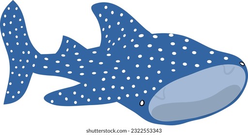 Marine life Wildlife illustration of a whale shark with its mouth wide open.