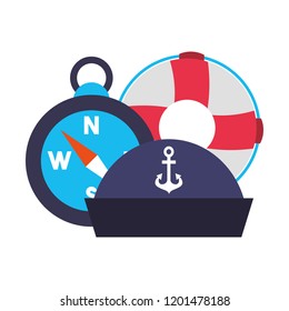 marine lifebuoy compass and hat