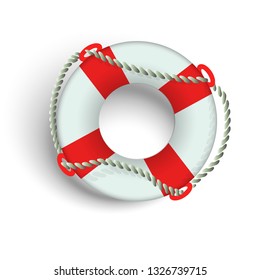 Marine lifebuoy with flagella on a white background. Isolate.