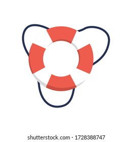 Marine lifebuoy water safety on white background. Swimming pool safety guard equipment. Stock Vector illustration.