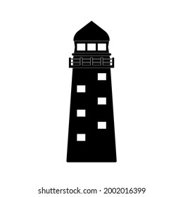 Marine lighthouse in black and white on a white background. A vector image.