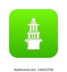 Marine lighthouse icon green vector isolated on white background