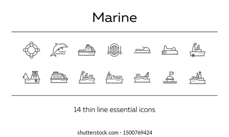 Marine line icon set. Sea transportation concept. Vector illustration can be used for topics like marine, transport, travel