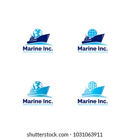 Marine logistic company logo design. Vector ship symbol
