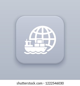 Marine Logistics, gray vector button with white icon on gray background