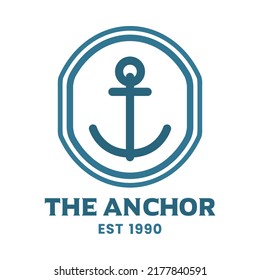 marine logo with anchor shape on isolated background