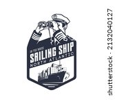 Marine logo. Sailing ship. North atlantic.