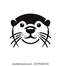 Marine Majesty Vector Illustration of Sea Otter head face in Silhouette