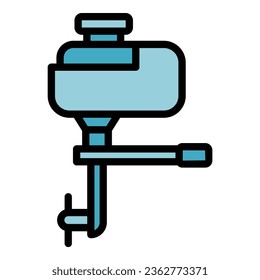 Marine motorboat icon outline vector. Motor engine. Fishing ocean color flat