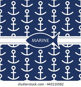 Marine and nautical background. Sea theme. Seamless pattern. Vector illustration.