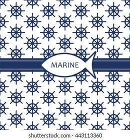 Marine and nautical background. Sea theme. Seamless pattern. Vector illustration.