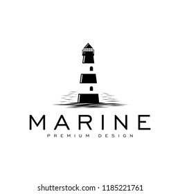 marine nautical with lighthouse concept logo icon vector template