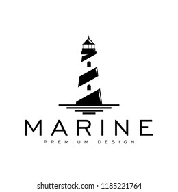 marine nautical with lighthouse concept logo icon vector template