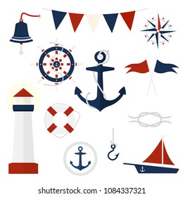 marine and nautical Set icon in flat style illustration on white background