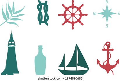 Marine nautical set icon. Sea, ocean, vacation topic 
