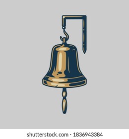 Marine nautical ship bell in vintage style. Element for logo design