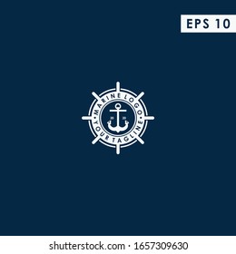 Marine Nautical With Steering And Anchor Modern Logo Design Vector Template With Flat Style