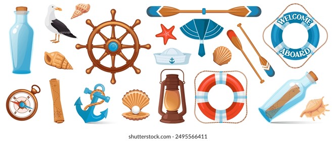 Marine nautical travel concept. Banner template set.