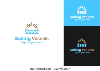 Marine nautical vessels logo design template vector symbol illustration