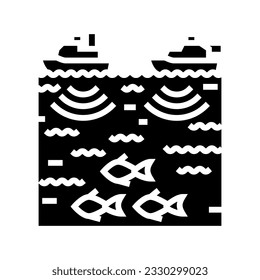 marine noise pollution glyph icon vector. marine noise pollution sign. isolated symbol illustration