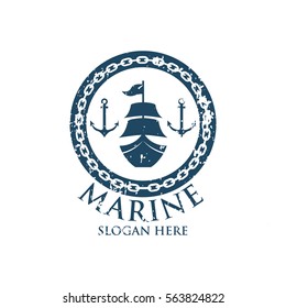 Marine oceanic logo design template