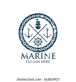 Marine oceanic logo design template