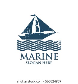 Marine oceanic logo design template