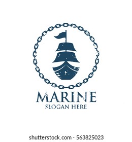 Marine oceanic logo design template