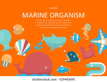marine organism concept in fiat design style