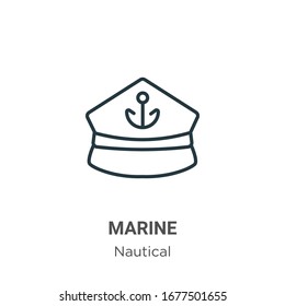 Marine outline vector icon. Thin line black marine icon, flat vector simple element illustration from editable nautical concept isolated stroke on white background