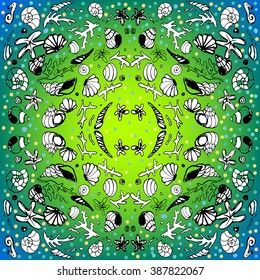Marine pattern background. seashells. vector. textile