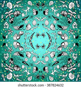 Marine pattern background. seashells. vector. textile
