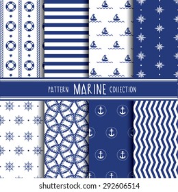 Marine pattern collection. Vector illustration.