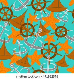 Marine pattern on a blue background