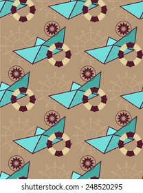 Marine pattern with paper boats