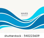 Marine pattern with stylized blue waves. Cosmetics Surf Sport Logotype concept. 
