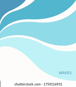 Marine pattern with stylized blue waves on a light background. Water Wave Logo abstract design. Cosmetics Surf Sport Logotype concept.