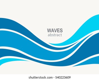 Marine pattern with stylized blue waves. Cosmetics Surf Sport Logotype concept. 