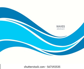 Marine pattern with stylized blue waves on a light background. Water Wave Logo abstract design. Cosmetics Surf Sport Logotype concept. Aqua icon.