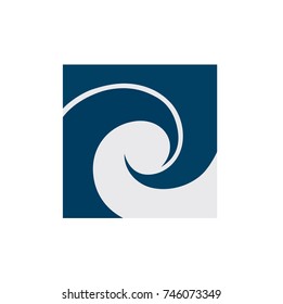Marine pattern with stylized blue waves on a light background. Water Wave abstract design.Cosmetics Surf Sport Logotype concept. Square aqua icon. 