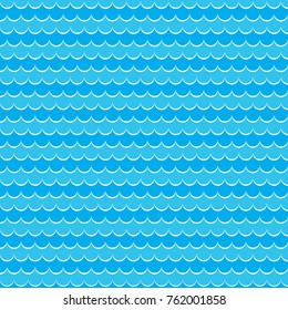 Marine pattern with stylized blue waves. Abstract background with sea waves