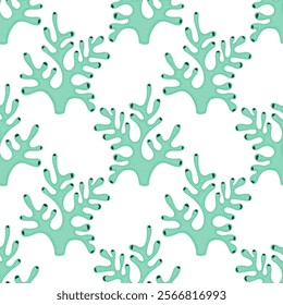 Marine pattern with turquoise azure corals, sea ocean bottom, marine fauna, World Ocean Day.