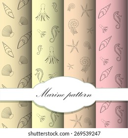 Marine pattern with vintage frame