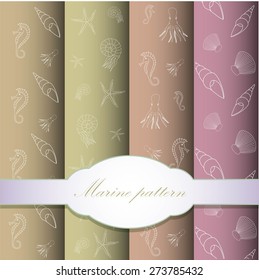 Marine pattern with vintage frame