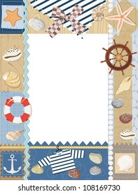 Marine photo frame. Vector illustration