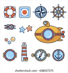 marine pictogram icon set