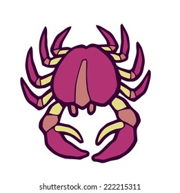 Marine pink crab - stylized vector illustration
