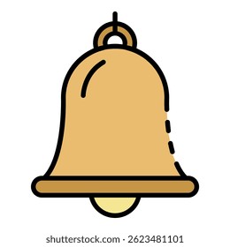Marine port bell icon. Outline marine port bell vector icon color flat isolated