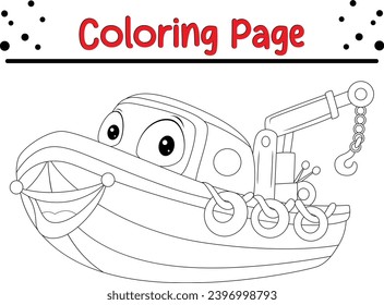 marine port crane ship coloring page. vehicle coloring book for children